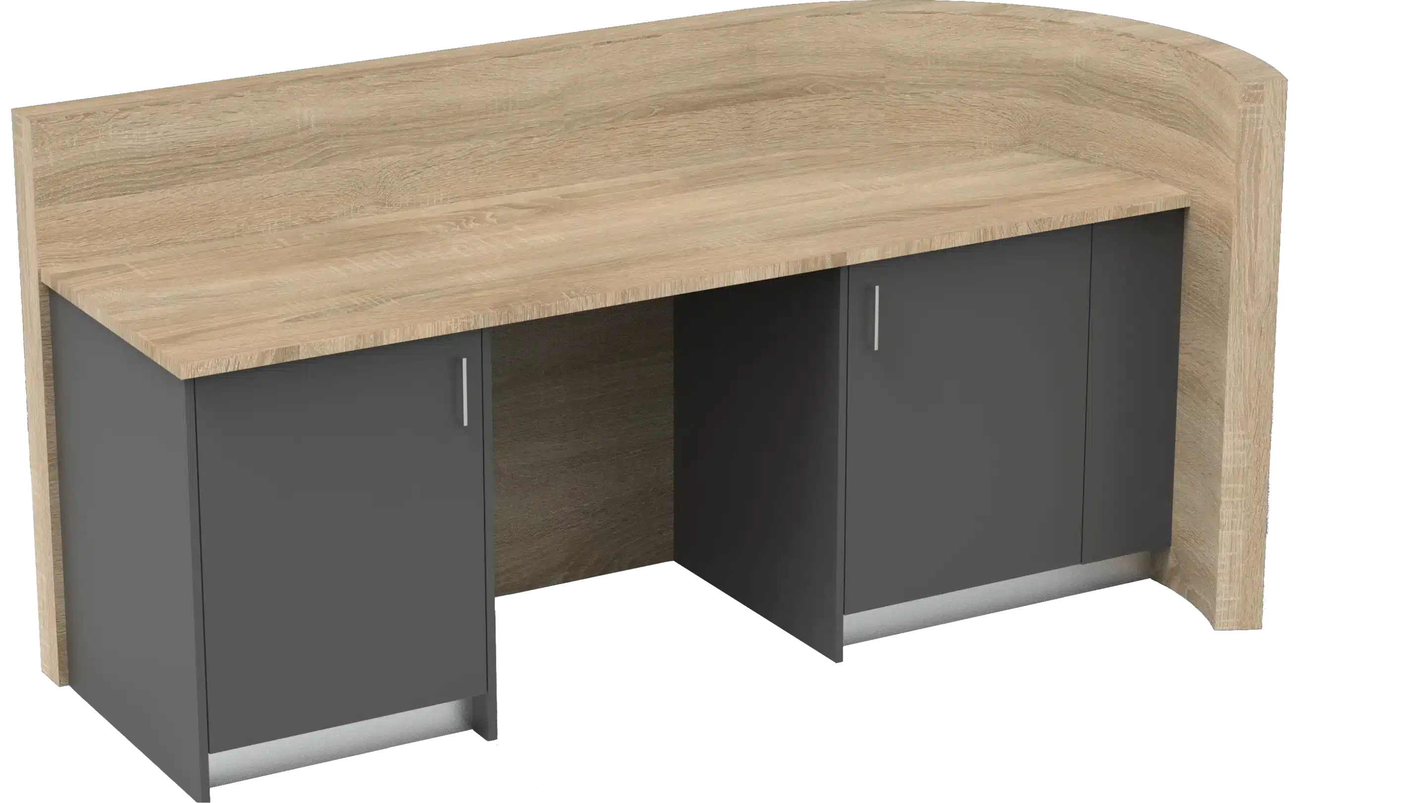 balie transparant IronCAD render van een balie met ronding.