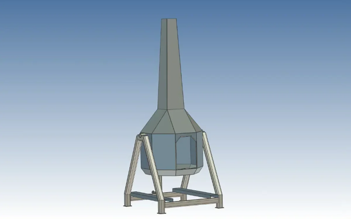 Sheet metal ontwerp van een kachel gemaakt door De Jongh Metaalbewerking.